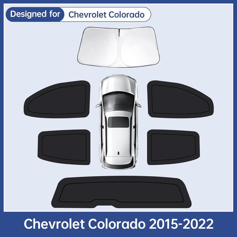 FSHAANY'S Car Window Shades for Chevrolet Colorado 2015-2022, Full Car Window Covers for Privacy, Sunshades for Colorado Front Rear Windshield Side Windows to Block UV and Protect Privacy(6pcs) - Image 3